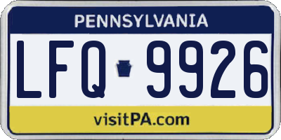 PA license plate LFQ9926