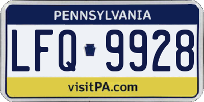 PA license plate LFQ9928