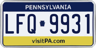 PA license plate LFQ9931