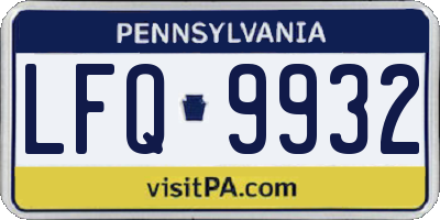 PA license plate LFQ9932
