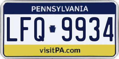 PA license plate LFQ9934