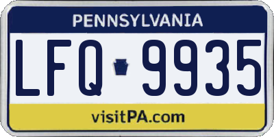 PA license plate LFQ9935
