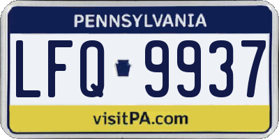 PA license plate LFQ9937