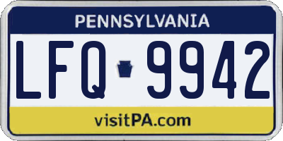 PA license plate LFQ9942