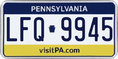 PA license plate LFQ9945