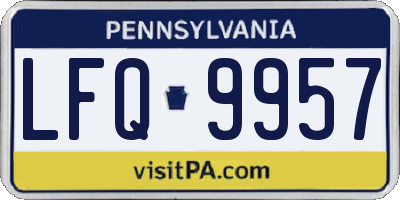 PA license plate LFQ9957