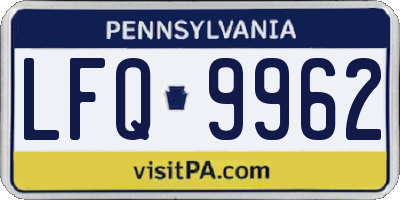 PA license plate LFQ9962