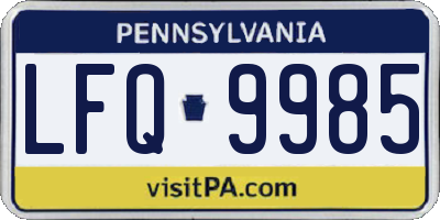 PA license plate LFQ9985