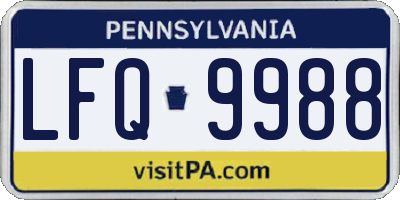 PA license plate LFQ9988