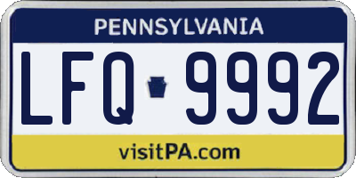 PA license plate LFQ9992
