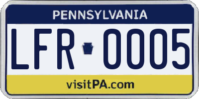 PA license plate LFR0005