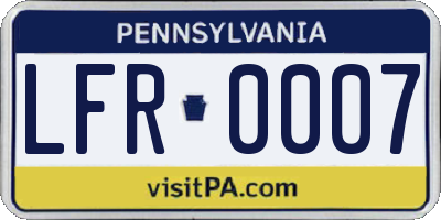 PA license plate LFR0007