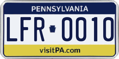 PA license plate LFR0010
