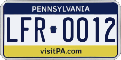 PA license plate LFR0012