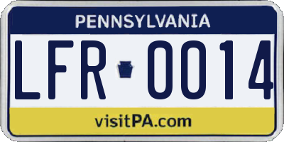 PA license plate LFR0014