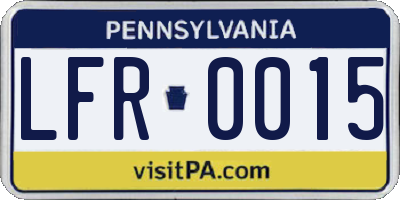 PA license plate LFR0015