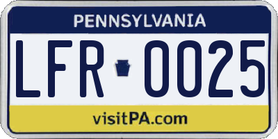 PA license plate LFR0025