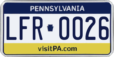 PA license plate LFR0026