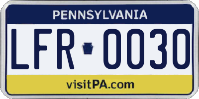 PA license plate LFR0030
