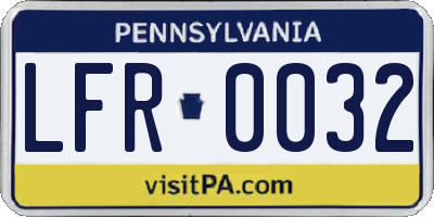 PA license plate LFR0032