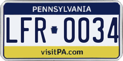 PA license plate LFR0034
