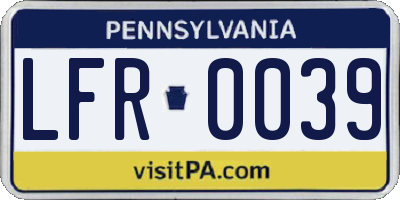 PA license plate LFR0039