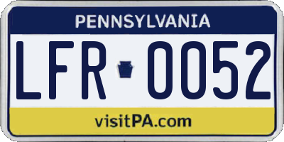 PA license plate LFR0052