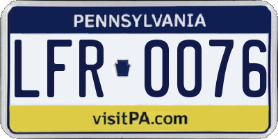 PA license plate LFR0076