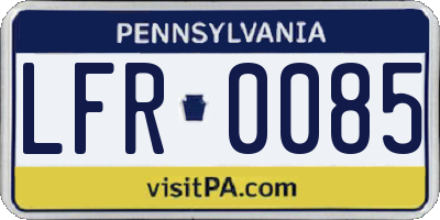 PA license plate LFR0085