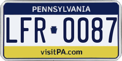PA license plate LFR0087