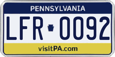 PA license plate LFR0092