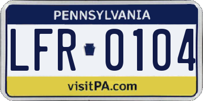 PA license plate LFR0104