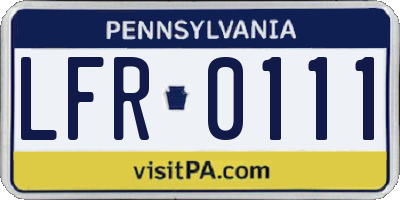PA license plate LFR0111