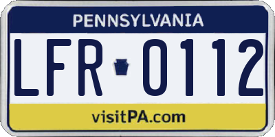 PA license plate LFR0112