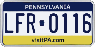 PA license plate LFR0116
