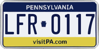 PA license plate LFR0117