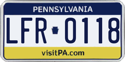 PA license plate LFR0118