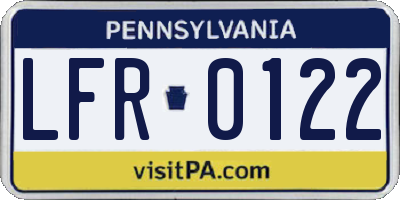 PA license plate LFR0122