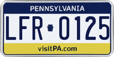 PA license plate LFR0125