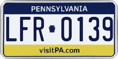 PA license plate LFR0139