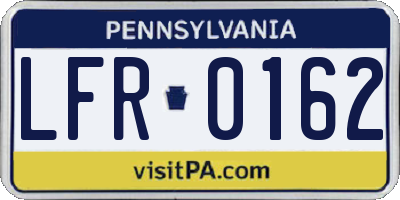 PA license plate LFR0162