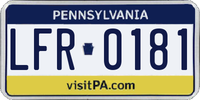 PA license plate LFR0181