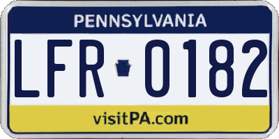 PA license plate LFR0182