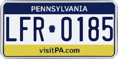PA license plate LFR0185
