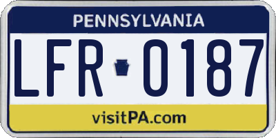 PA license plate LFR0187