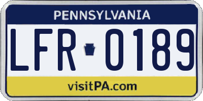 PA license plate LFR0189