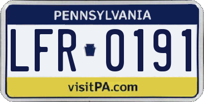 PA license plate LFR0191