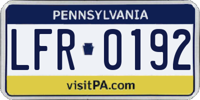 PA license plate LFR0192