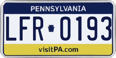 PA license plate LFR0193