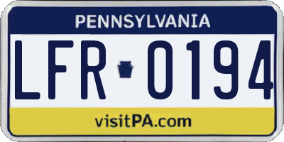 PA license plate LFR0194